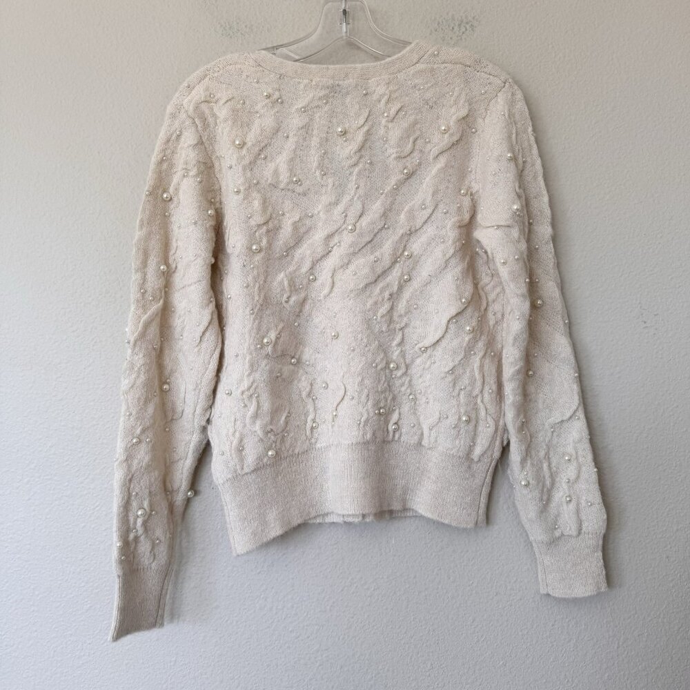 Zara Embellished Cream Beaded Sweater Cardigan - Picture 10 of 10
